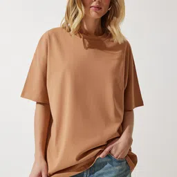 Happiness istanbul Women Extended Sleeves Pockets T-shirt-image-34