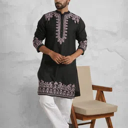 HOUSE OF KARI Men Floral Embroidered Kurta-picture-32