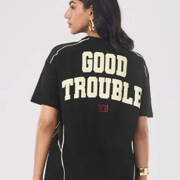 The Souled Store Women Typography Printed Round Neck Pure Cotton Oversized T-shirt-picture-28