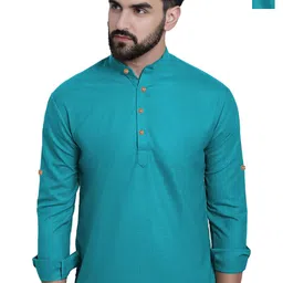 univibe Selection Of 2 Mandarin Collar Pure Cotton Straight Kurtas-image-57