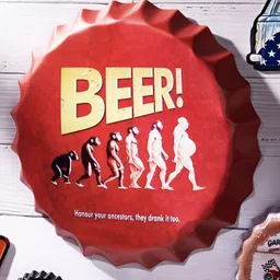 eazy wagon Red & Brown Beer Evolution Printed Bottle Caps Wall Decor-image-9