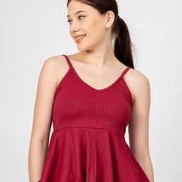 Redamancii Women Vertical Striped Shoulder Straps Polycotton Top-image-80