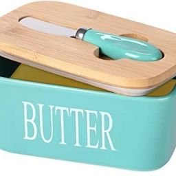 Ceramic Storage Bowl Ceramic Large Butter Box Dish with Knife - Airtight food contaier with Words-12