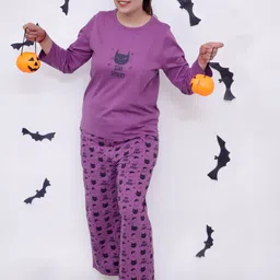 The Mom Store Women Printed Pure Cotton Night Suit-image-38