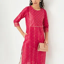 max Women Geometric Cold-Shoulder Sleeves Sequinned Kurta-picture-14