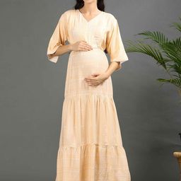 GOLDSTROMS Floral Print Flared Sleeve Maternity Maxi Dress-image-64