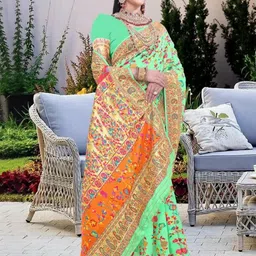 AKSH FASHION Green Pure Cotton Sarees-picture-21