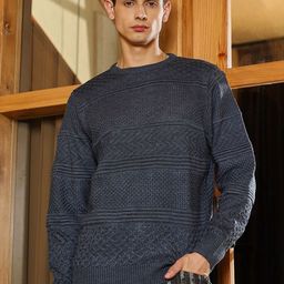 Campus Sutra Men Cable Knit Pullover-picture-0
