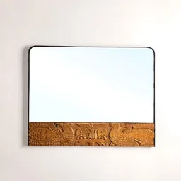 FREEDOM TREE Moyar Brown Rectangle Shaped Wood & Glass Wall Mirror-53