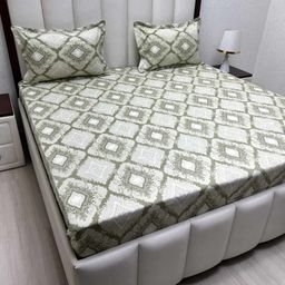 Pure Decor Royal Passion Green Printed Pure Cotton 330 TC Queen Bedsheet Set 2.28 x 2.54 m-image-63