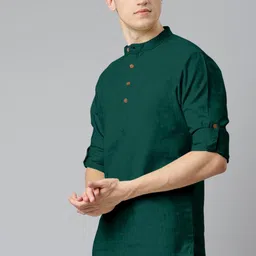Fifth U Men Green Kurta-image-30