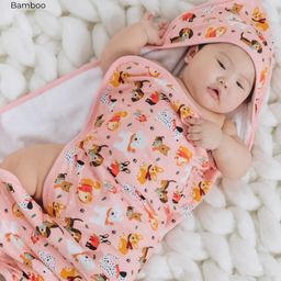 THE PLUSH CLUB Kids Pink & Yellow Animal Printed 350 GSM Bamboo Bath Towel-image-57