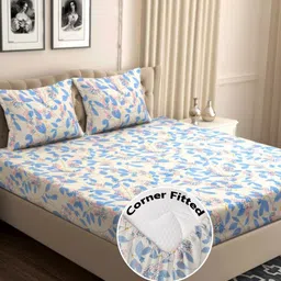 VAS COLLECTIONS Blue Printed Microfiber 210 TC Queen Bedsheet Set- 1.82 m x 1.98 m-picture-28