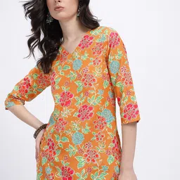 Anouk Rustic Floral Printed V-Neck Straight Kurti-picture-43