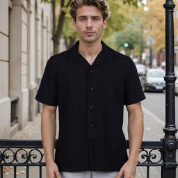 Celio Men Classic Regular Fit Solid Cuban Collar Casual Shirt-image-11