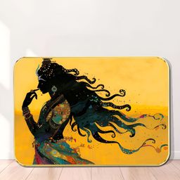 SAF Yellow & Black Shree Krishna Printed MDF Wooden Wall Art-0