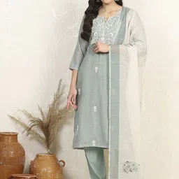 Biba Floral Embroidered Unstitched Pure Cotton Dress Material-image-71