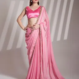 Kalista Sequinned Pure Chiffon Saree-picture-11