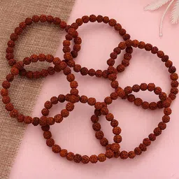 Divine souvenirs Unisex Set Of 6 Rudhraksh Beaded Elasticated Bracelets-picture-8