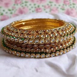 DENICRAAS Set Of 2 Kundan Studded Bangles image 2