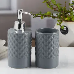 Kookee Grey 2 piece Abstract Ceramic Bath Accessories Set image 5