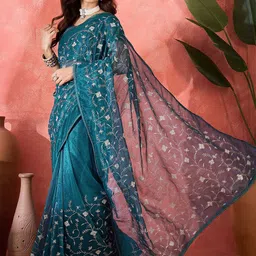 KALINI Embellished Sequinned Net Saree image 5