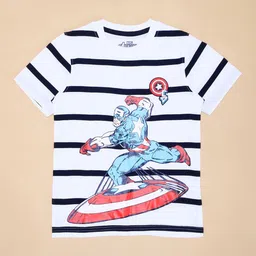 Pantaloons Junior Boys Avengers Striped Applique T-shirt-58