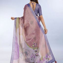 SUVIKAS CREATION Yourself Geometric Printed Tissue Saree With Blouse Piece image 3