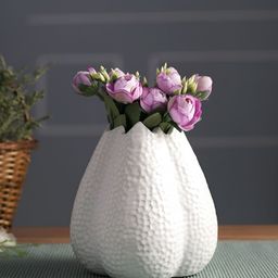 Myntra Elegant Homes White Textured Myriad Ceramic Flower Vase-image-34