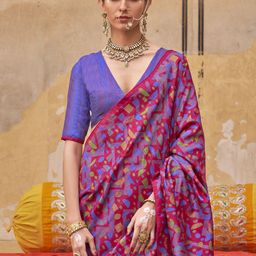 Anouk Silk Blend Block Print Saree image 3