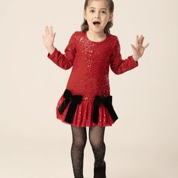 HOITY MOPPET Girls Embellished Bell Sleeve Drop-Waist Dress-image-88