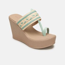 Marc Loire Women Woven Design PU Open Toe Wedge Sandals-image-88