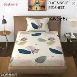 160 TC Polycotton, Microfiber, Cotton Blend Single 3D Printed Flat Bedsheet-18