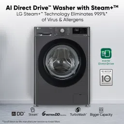 lg 8 kg 5 Star with AI Direct Drive Washer with Steam Fully Automatic Front Load with In-built Heater Black image 2