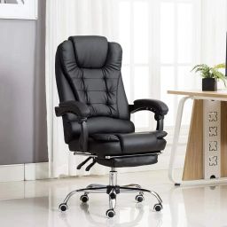 Premium Recliner, Ergonomic Office Chair with Padded Arms & Leg Rest - Italia Leatherette Office Adjustable Arm Chair-64