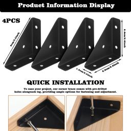 serplex Four Piece Corner Shelf Support Bracket Set For Home Use 6 cm x 4 cm Shelf Bracket image 4
