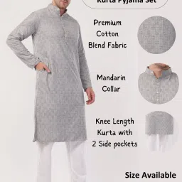 Men Cotton Blend Kurta Pyjama Set-image-30