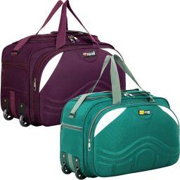 50 L Strolley Duffel Bag - Combo Set of 2, Unisex Travel Bags Light Weight Small Travel Bag Multipurpose - Green, Purple - Regular Capacity-image-49
