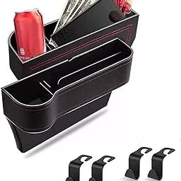 2 Set Car Seat Gap Organizer, Car Gap Filler Storage Boxes With 4 Hooks Car Side Seat Catcher-image-77