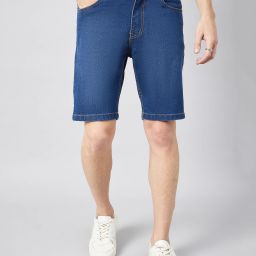 Self Design Men Denim Blue Denim Shorts-image-10