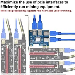 microware PCIe Splitter 1 to 4 PCI-Express, PCI-E 1X to External 4 USB 3.0 Adapter Network Interface Card image 3