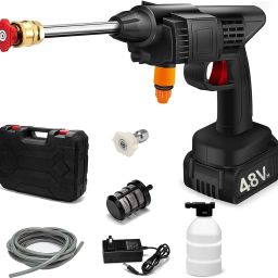 2 NOZZLES ,1BATTERY,WATER GUN,MANUAL,FOAM POT,PRESSUREWASHER,CHARGER,BASKET Combo-image-80