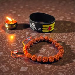 Rudrsksha bracelet 5 mukhi and rubber mahakal bracelet for men,women top quality Men Wrist Band-image-4