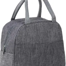 Portable and Reusable Insulated Nylon Lunch Bags Women Carrying bag ( Grey ) Waterproof Lunch Bag-image-58