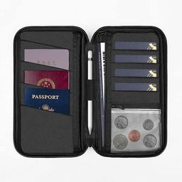 being one Wiwu Family Passport Holder & Travel Wallet Rfid Blocking Ticket Holder Document Organizer Bag With Zipper Unisex Polyester Passport Holder,Black image 4