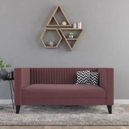 casacraft from pepperfry Alejandro Velvet 2 Seater Sofa In Dusky Rose Colour-picture-28