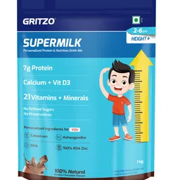 gritzo SuperMilk Height+ (2-6y), 7g Protein, Double Chocolate, Pouch-picture-37