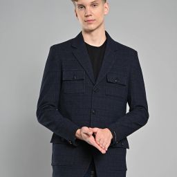 Polyester Viscose Blend Checkered Coat For Men-image-91