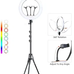 TECHGEAR 18'' RGB Desktop Soft LED Ring Light 16 RGB Colors with Three Mobile Holder Ring Flash-8