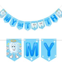 My First Tooth Banner, First Tooth Banner, My First Tooth Decoration -Blue Banner-image-28